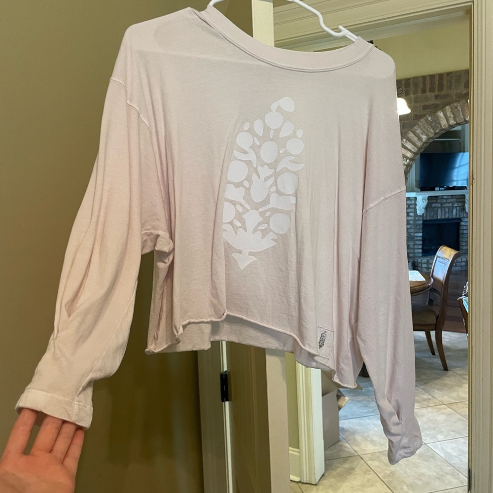 Free People Light Pink Long Sleeve Tee
